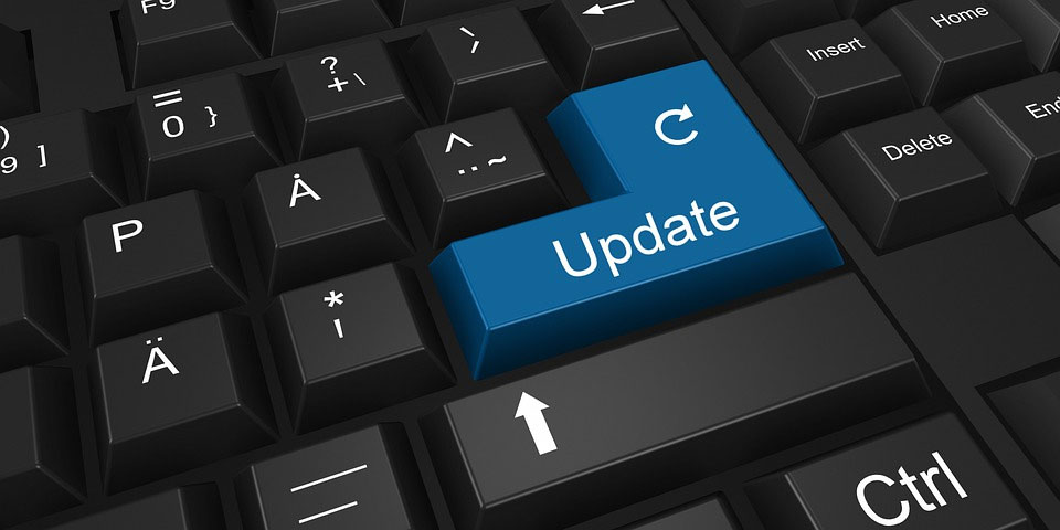 Keyboard with the word 'Update' 
