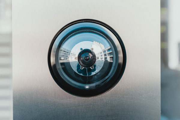 Close up of a surveillance camera lense